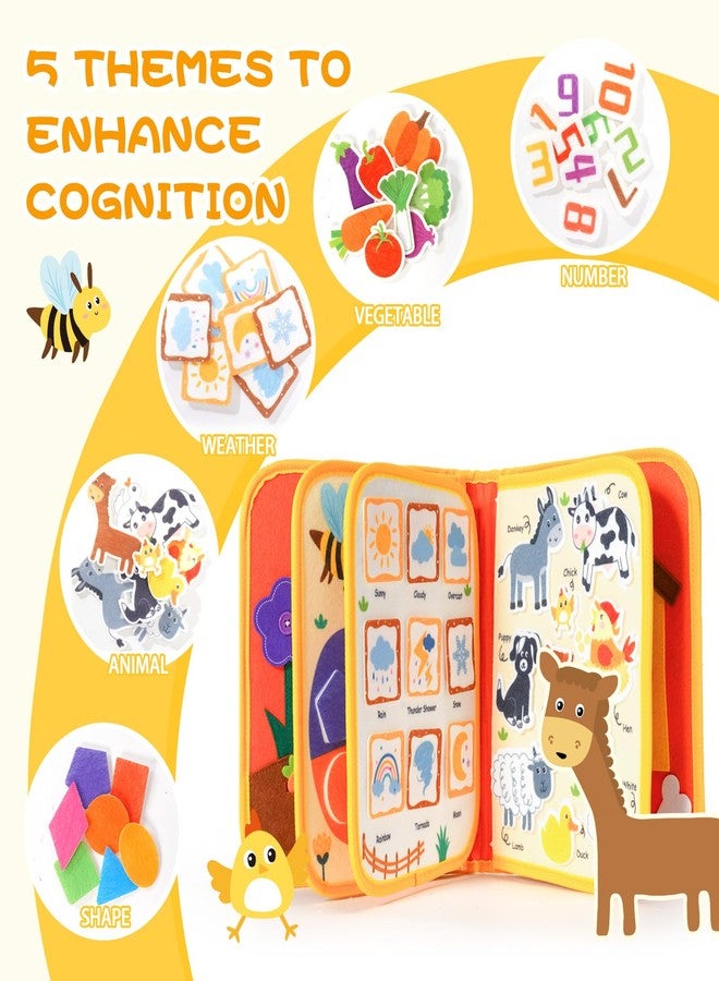 Jollybaby Montessori Activity Busy Book for Toddlers, Preschool Educational Learning Busy Board for 3 Year Old, Felt Quiet Book Birthday Gift - Farm - Image 3